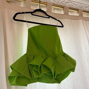 Zara Bright Green Strapless Top